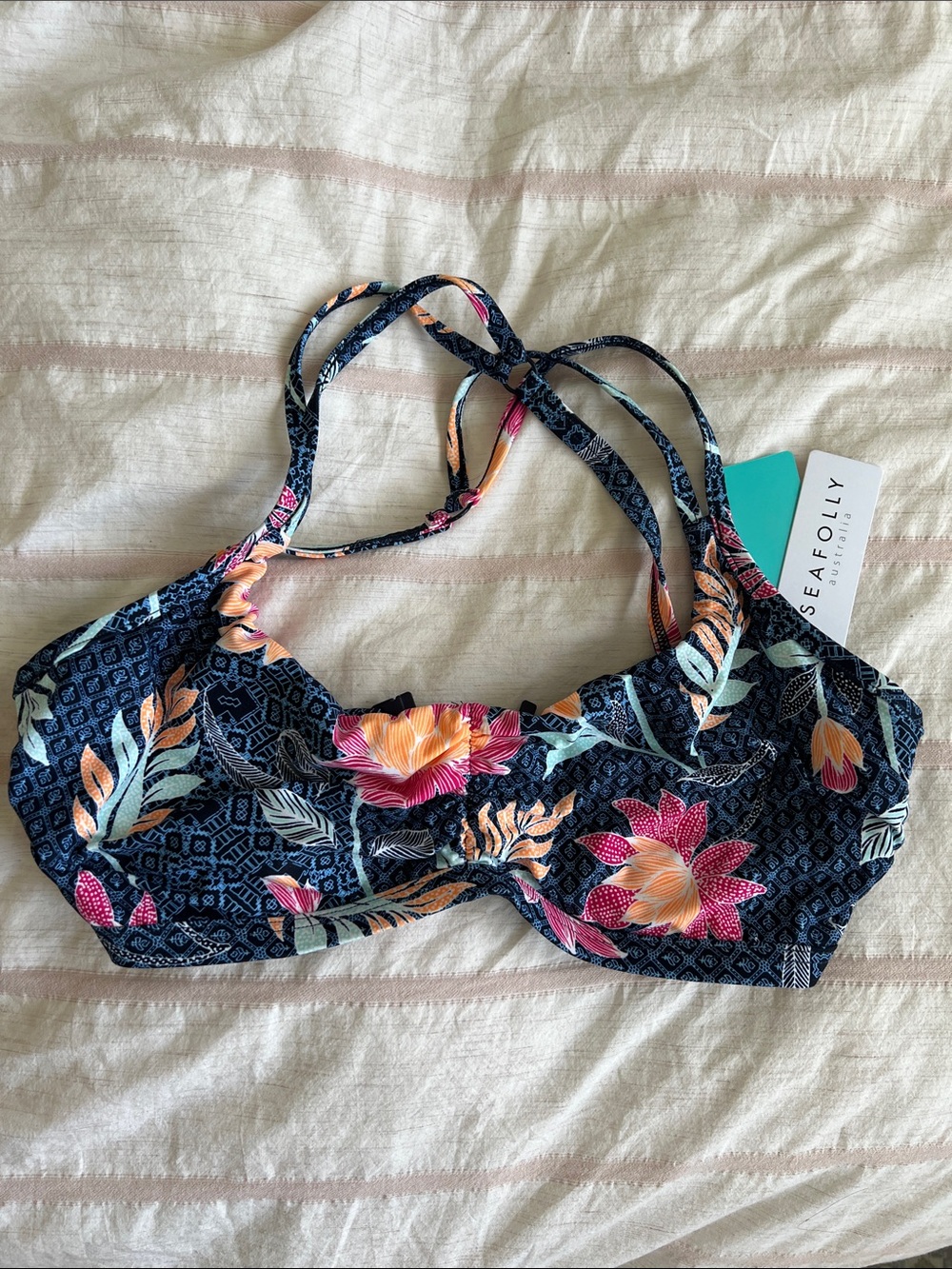 NWT Seafolly Bikini Top Underwire UK 10 US 6 F Cup Floral